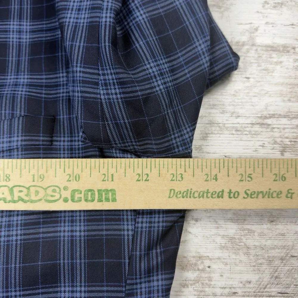 Tom James Super 140s Wool Plaid Sport Coat Blazer Jacket Mens 45R Custom Tailore